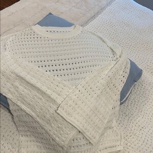 White Knit Sweater with mesh detail